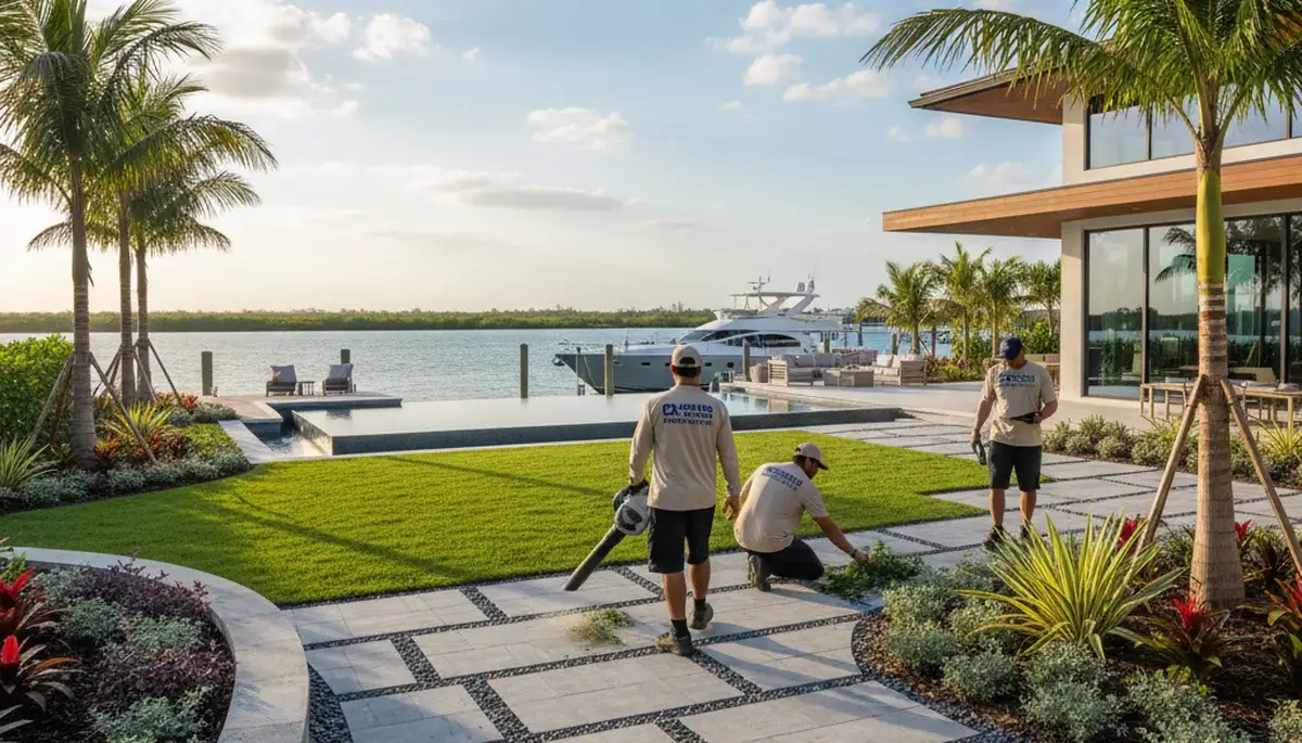 Sarasota, FL landscaping crew providing professional lawn and landscape maintenance