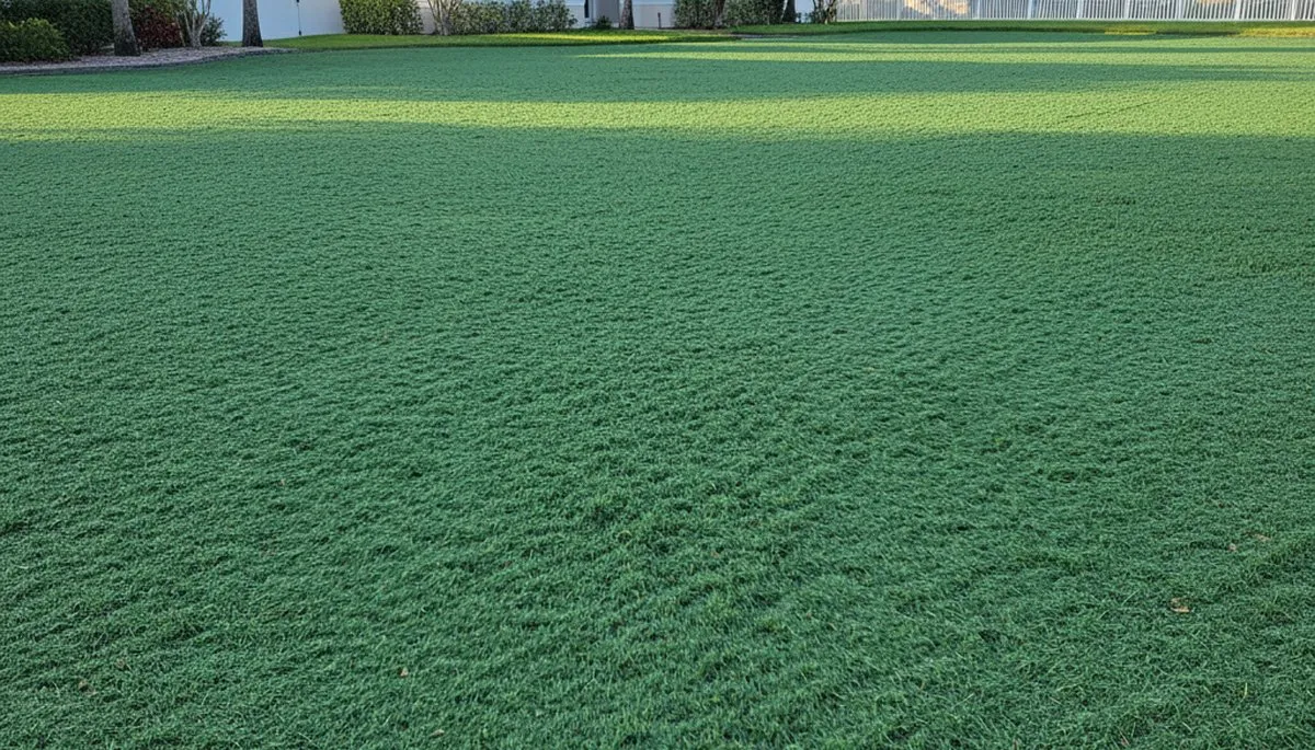 Fresh hydroseed application with uniform green coating on Sarasota, FL lawn by Chop Chop Landscaping