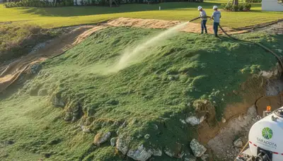 Professional hydroseeding erosion control on hillside slope in Sarasota FL by Chop Chop Landscaping