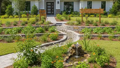 Eco-friendly rain garden and water conservation landscaping in Sarasota FL by Chop Chop Landscaping
